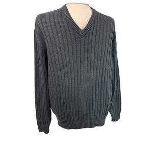 Medium Jos A Bank Mens V-Neck Sweater Wool Blend Charcoal